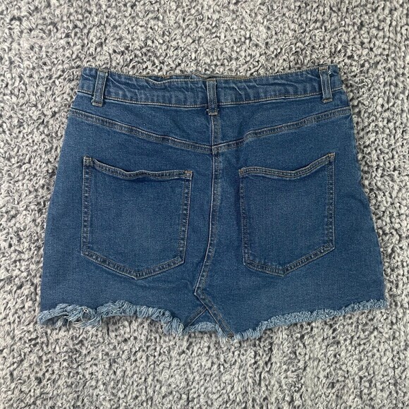 Francescas Harper Heritage Denim Skirt Mini Skirt Size M Blue Raw Hem Short Y2K - Picture 3 of 8